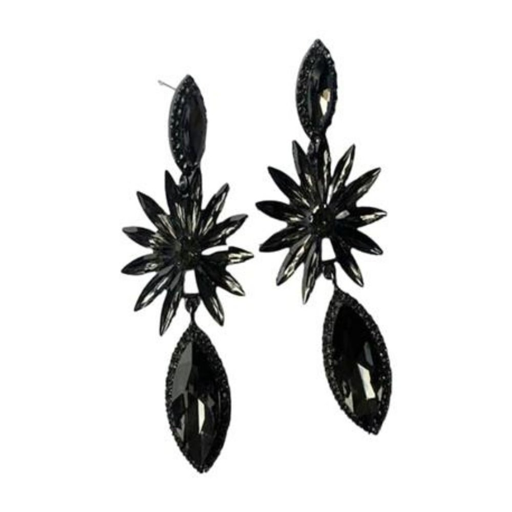 Black Earrings Gothic Black Rhinestone Earrings Halloween Dangle Drop Earrings